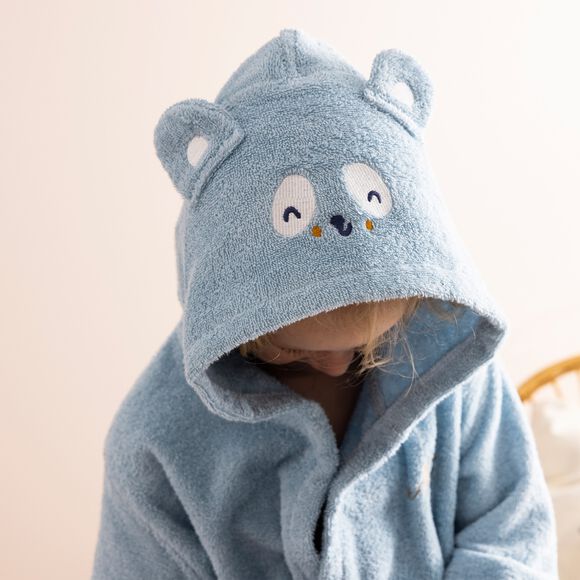 Peignoir de bain enfant personnalisable panda à capuche  (bleu glacier)