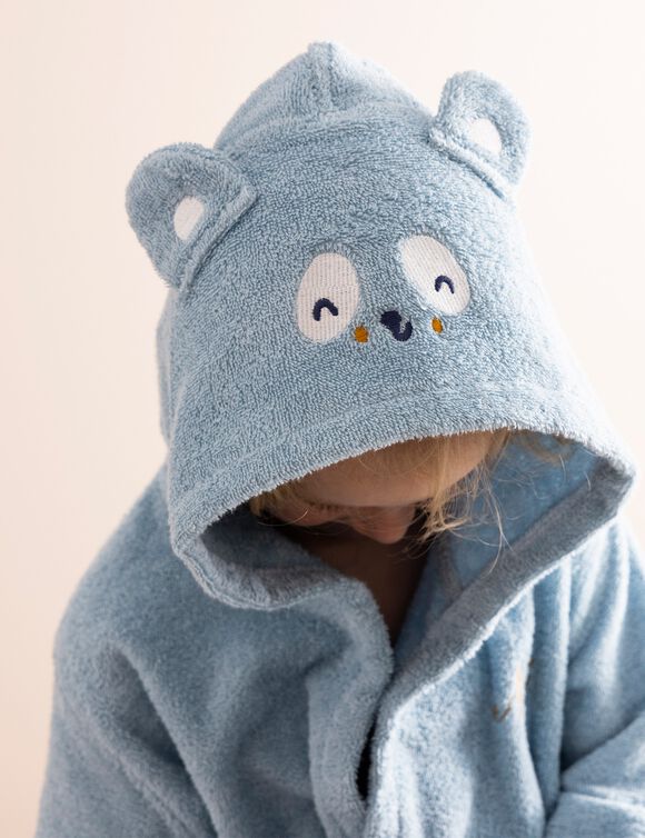 Peignoir de bain enfant personnalisable panda à capuche  (bleu glacier)