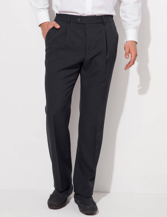 Pantalon ville &agrave; pinces &eacute;lastiqu&eacute; c&ocirc;t&eacute;s - polylaine (gris anthracite)