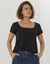 T-shirt col carr&eacute;, manches courtes (noir)