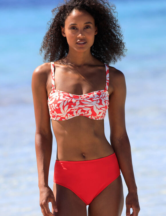 Bas de maillot de bain taille haute uni Solaro (grenadine)