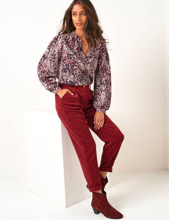 Pantalon 7/8ème, velours (bordeaux)