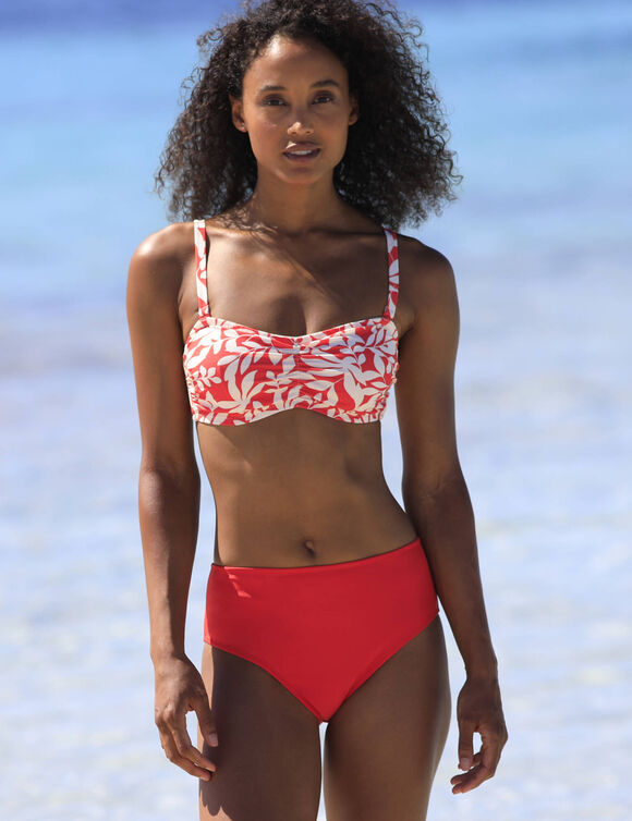 Haut de maillot de bain avec armatures Linao - forme bandeau (grenadine / écru)