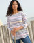 T-shirt marinière rayé manches 3/4 (blanc / multicolore)