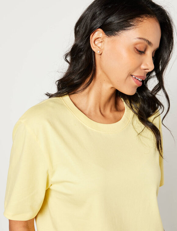 T-shirt boîte manches coudes (jaune pâle)