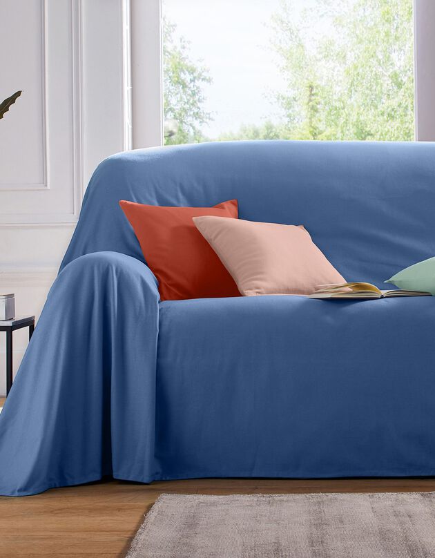 Effen sprei in zeildoekstof (blauw)