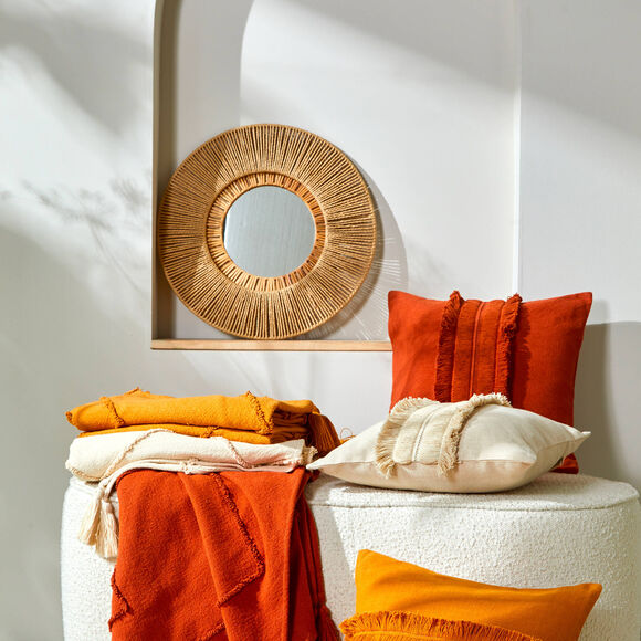 Miroir rond en rotin (rotin)