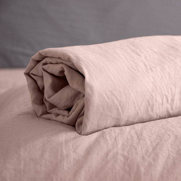 Drap-housse uni microfibre lavée bonnet 28 cm (rose poudré)