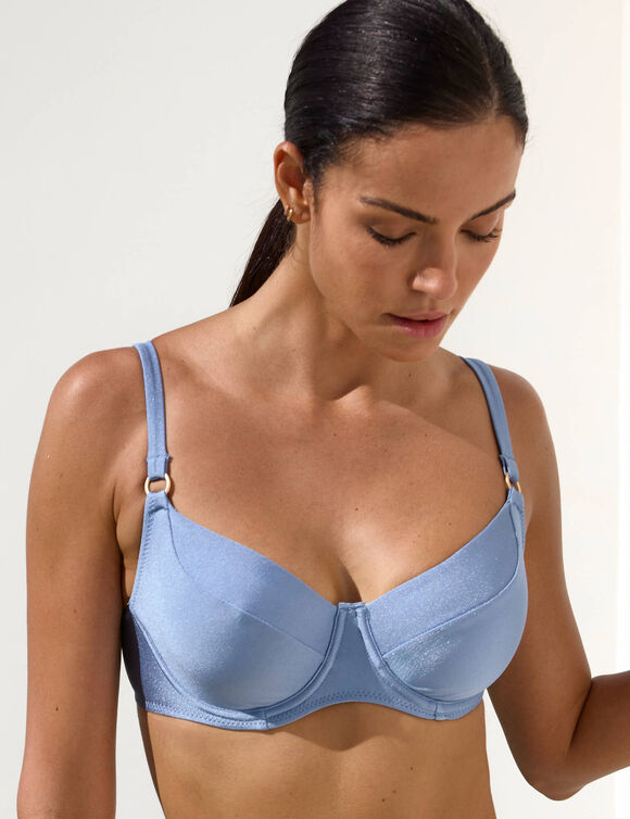 Haut de maillot de bain avec armatures Padula - forme corbeille (bleu gris)