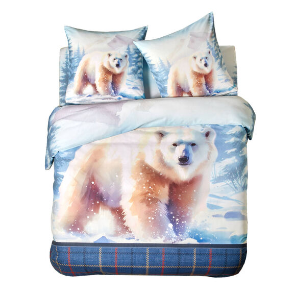 Linge de lit imprimé Ben en coton (blauw)