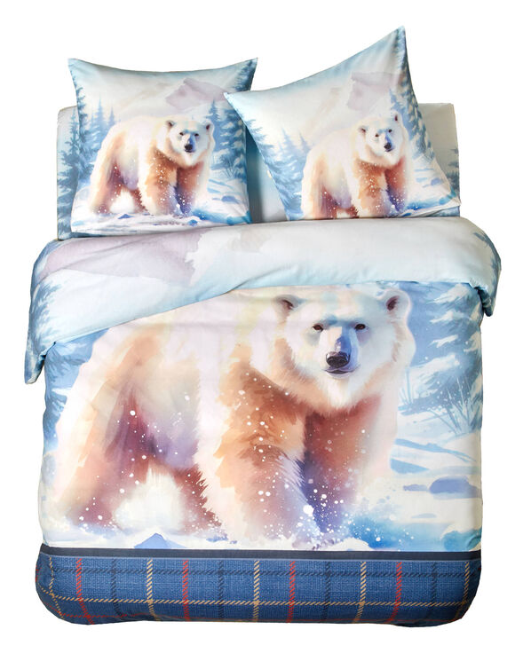 Linge de lit imprimé Ben en coton  (blauw)
