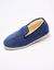 Stille pantoffels in velours met wolvoering (marineblauw)