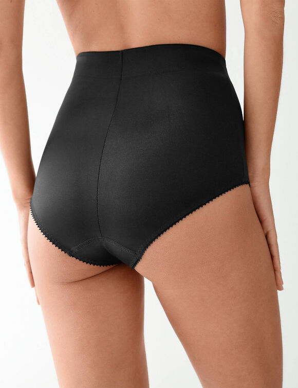 Gaine affinante maille satinée et tulle jacquard - maintien intense (noir)