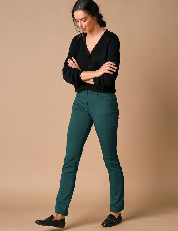 Pantalon droit stretch uni (vert sapin)