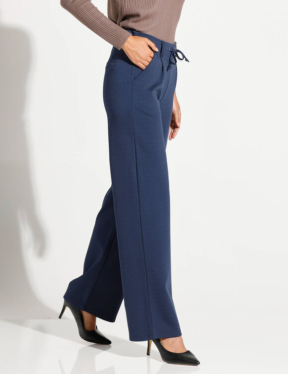 Pantalon droit, maille milano (marine)