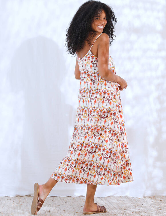 Robe longue &agrave; fines bretelles, imprim&eacute; fantaisie (&eacute;cru / multicolore)