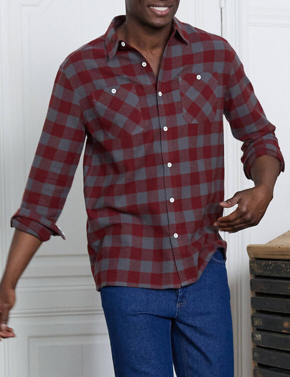 Chemise carreaux flanelle - lot de 3 (vert + bordeaux + marine)