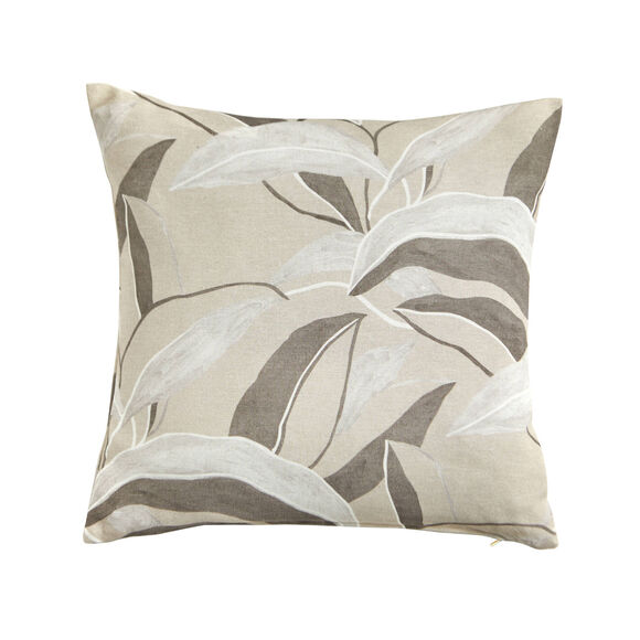Kussenhoes met bladerenprint - set van 2 (zandkleur)