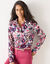 Bloes met knoopsluiting met bloemenprint, gerecycleerd polyester(**) (ecru / roze)