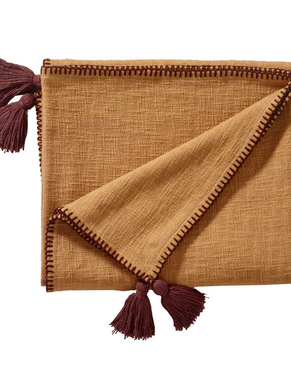 Plaid uni coton texturé (caramel)