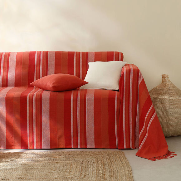 Housse coussin unie coton tissage artisanal - lot de 2 (terracotta)