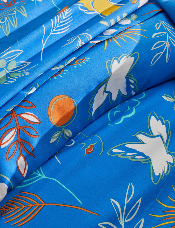 Bedlinnen Madère met Provençaalse print - in katoen (blauw)