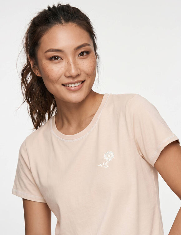 T-shirt pyjama &laquo;&nbsp;charme botanique&nbsp;&raquo; manches courtes (p&ecirc;che)