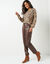 Pantalon fusel&eacute; 7/8&egrave;me aspect enduit (chocolat)