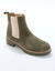Chelsea boots in splitleer, dikke, geribbelde zool (kaki)