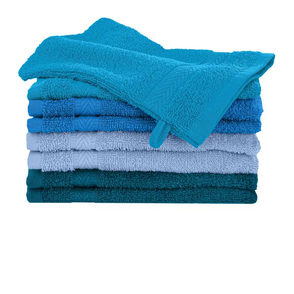 Washandje in blauwe tinten, katoen 420 g/m&sup2; - set van 8 (blauw camaieu)