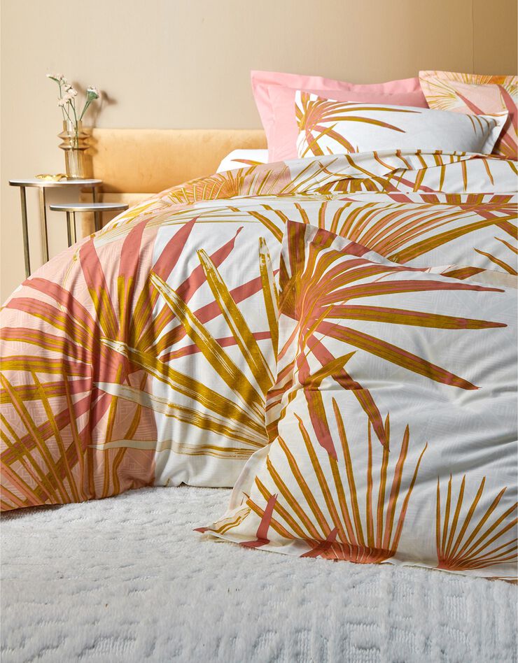 Linge de lit Palme en coton à motifs feuilles de palmes (terracotta)