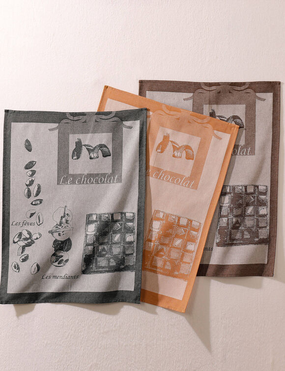 Droogdoek met 'Caf&eacute;' motief - set van 3 (driekleurig)