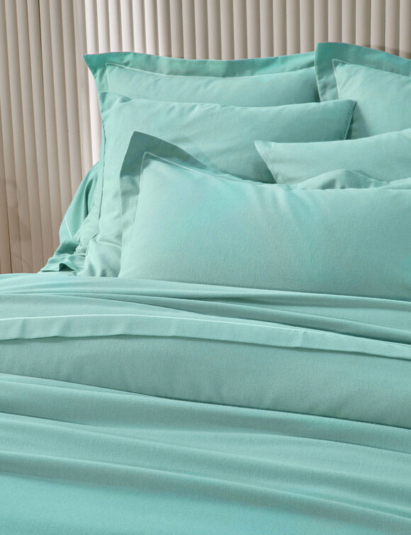 Linge de lit uni flanelle (lagon)