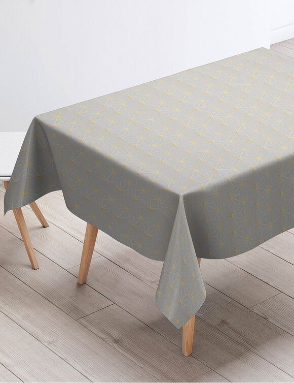 Tafellaken met metallic geometrische motieven (lichtgrijs)