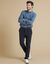 Broek in velours met elastische taille zonder bandplooien (marine)