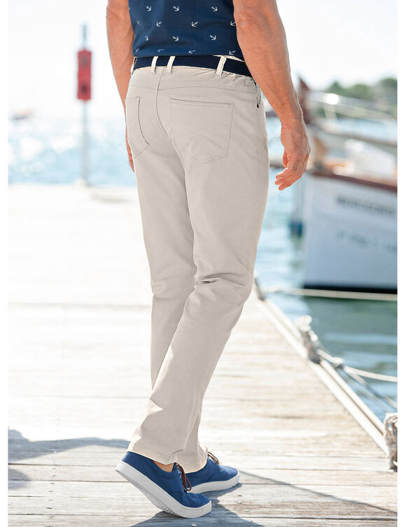 Pantalon 5 poches élastiqué côtés - entrej. 72 cm (beige)
