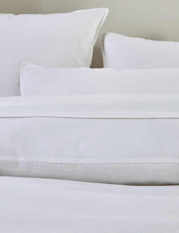 Linge de lit uni biface lin lavé / coton lavé  (blanc)