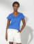 T-shirt in ruim model met stroken (blauw)
