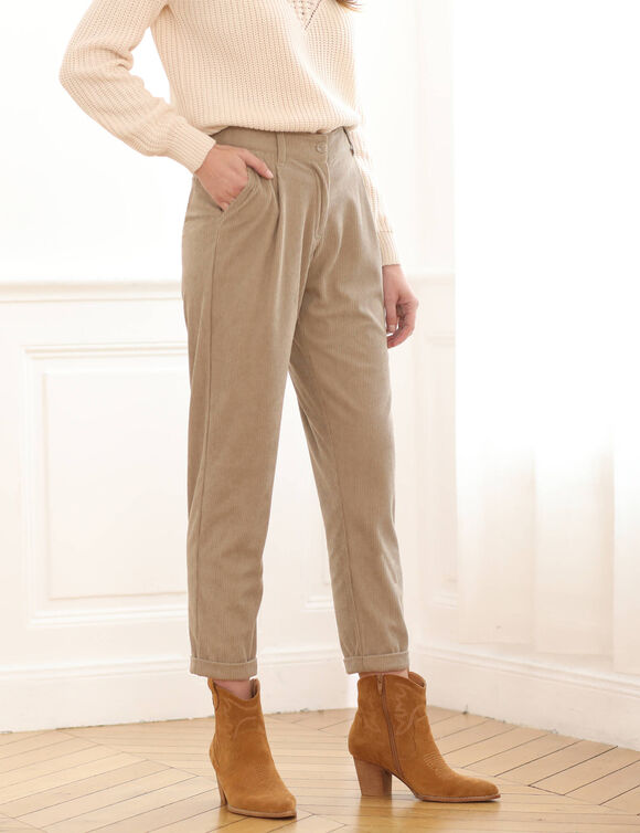 Pantalon 7/8ème, velours (taupe)