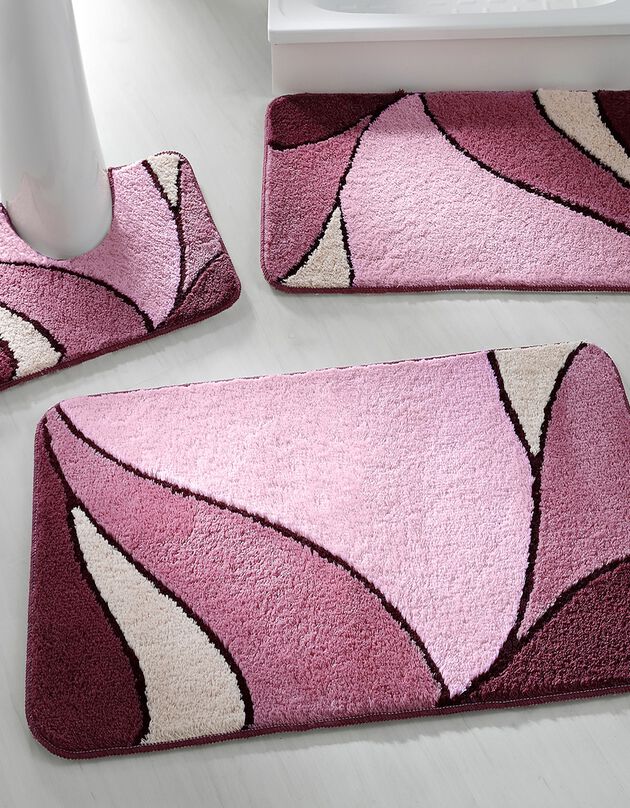Tapis de bain motif végétal (prune)