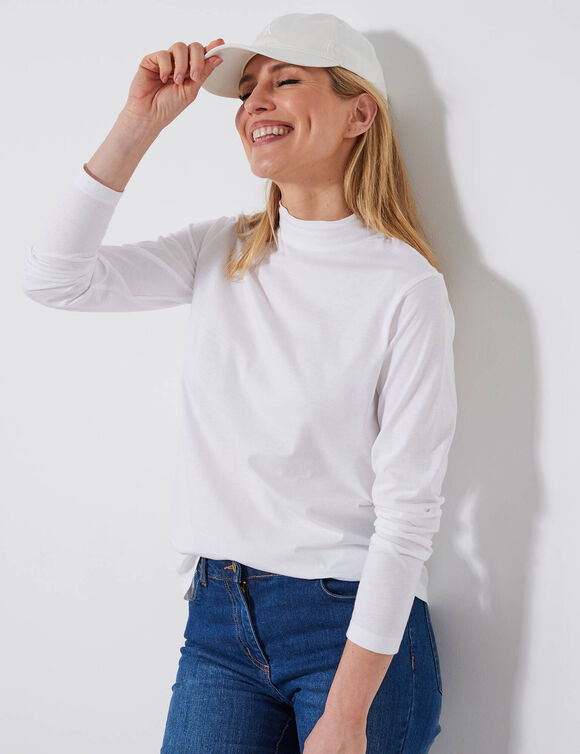 T-shirt col montant manches longues (blanc)
