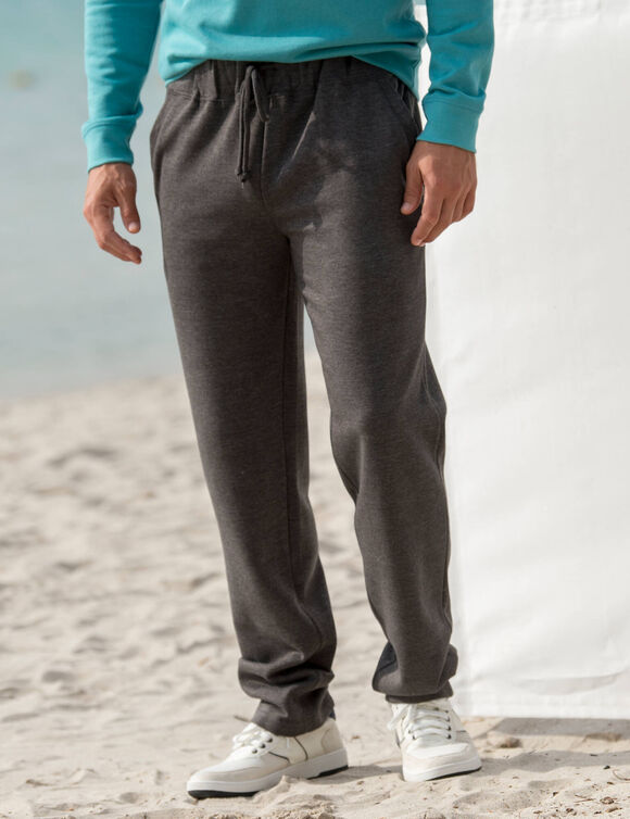 Pantalon jogging molleton bas droits (anthracite chiné)