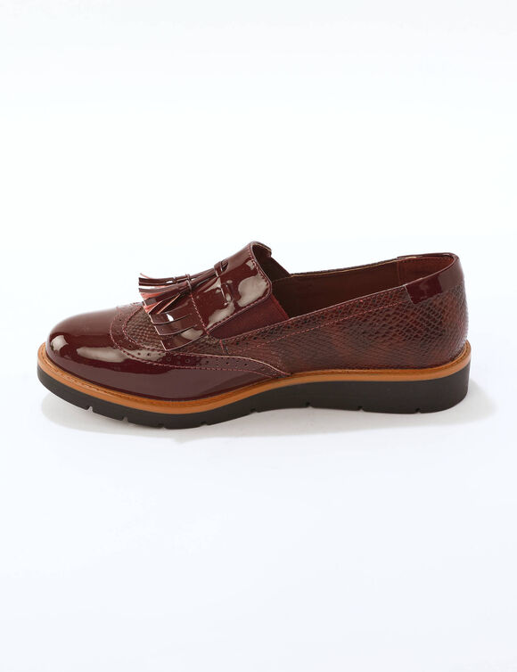 Mocassins met pompons en franjes (bordeaux)