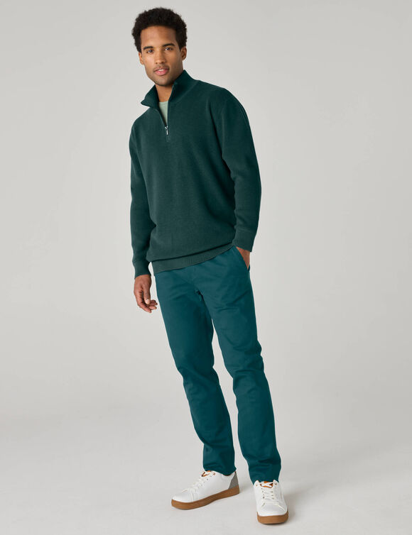 Pull col montant zipp&eacute; en maille perl&eacute;e (c&egrave;dre)
