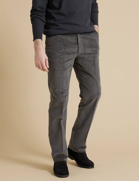 Pantalon ville velours côtelé élastiqué côtés (gris)