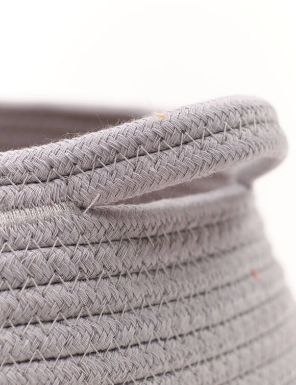 Panier bicolore rond corde coton (gris perle)