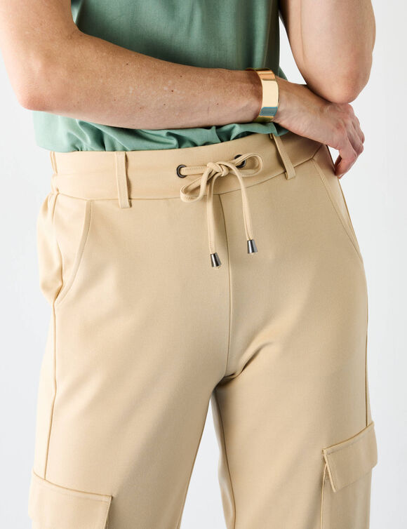 Pantalon cargo, maille milano (sable)