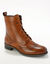 Bottines montantes doubl&eacute;es &agrave; lacets en cuir fleuri (marron)