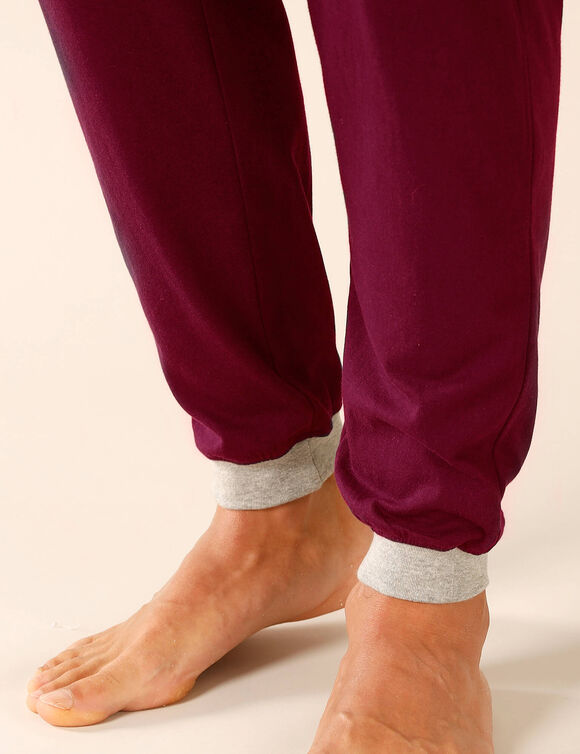 Pantalon pyjama bas resserr&eacute;s - lot de 2 (gris + bordeaux)