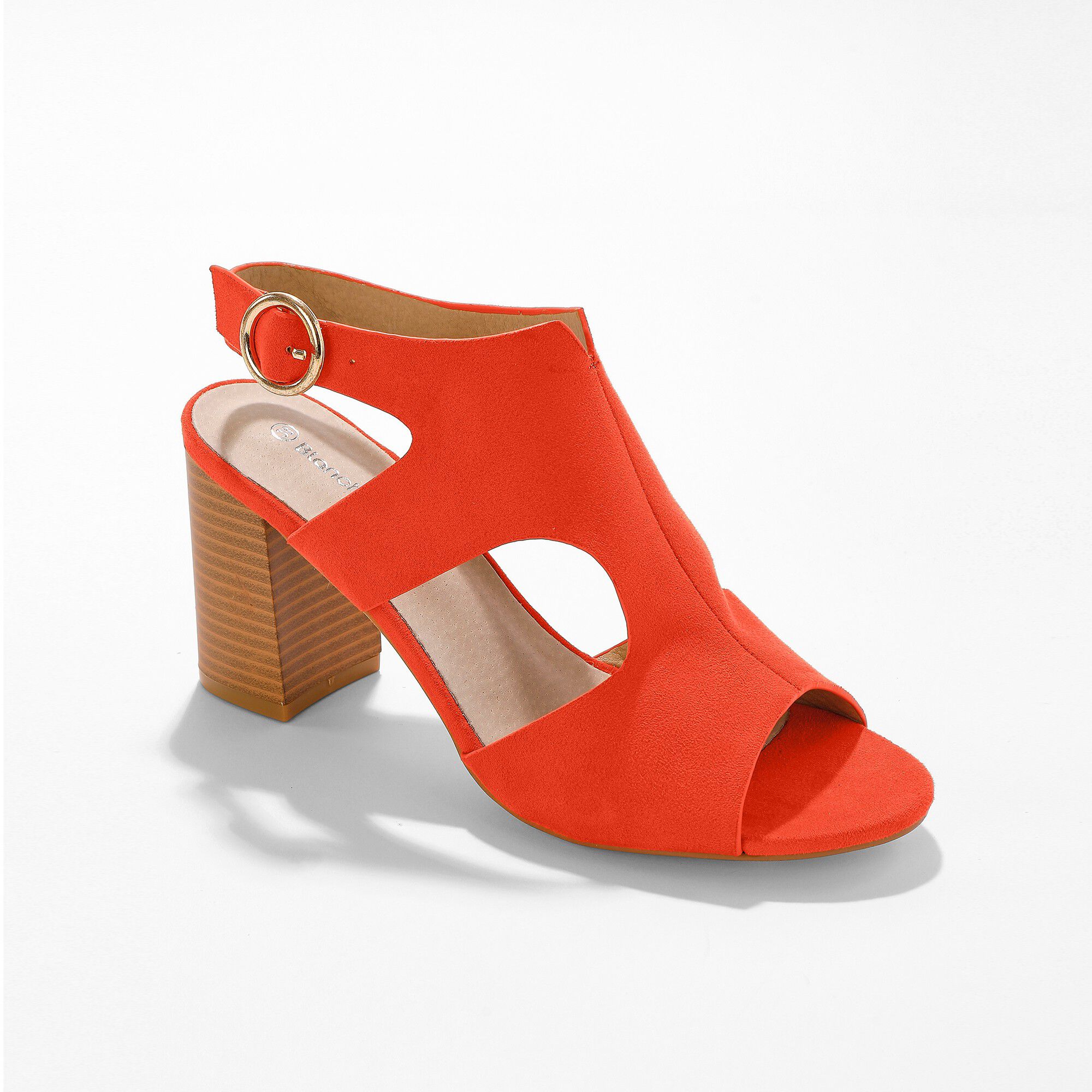 Omhullende sandalen met houten hak, oranje | Blancheporte